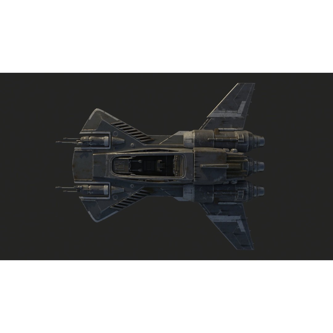 Pirate Snub Fighter 3D Model – Sci-Fi Vehicle with PBR Textures - View 10