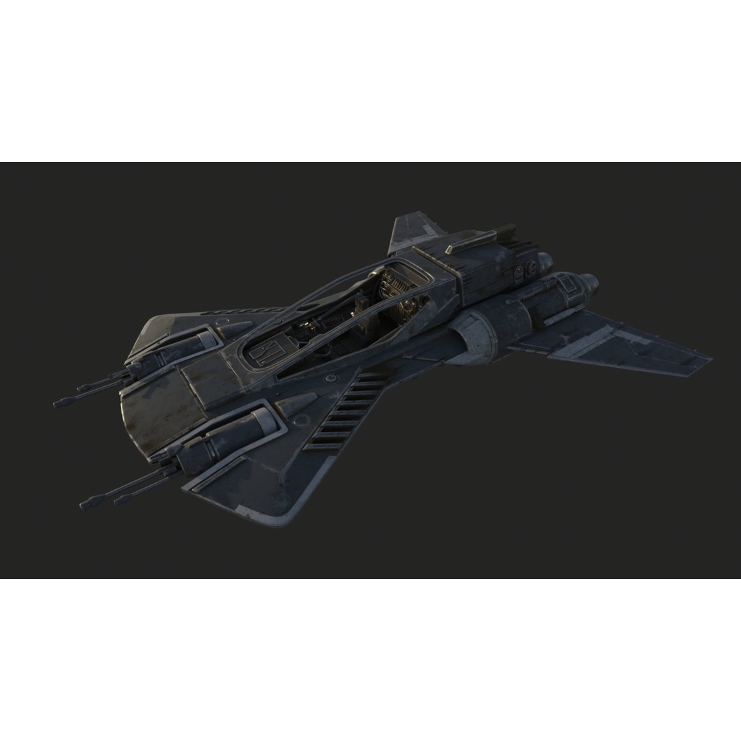 Pirate Snub Fighter 3D Model – Sci-Fi Vehicle with PBR Textures - View 11