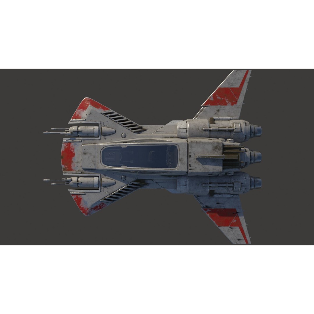 Pirate Snub Fighter 3D Model – Sci-Fi Vehicle with PBR Textures - View 25