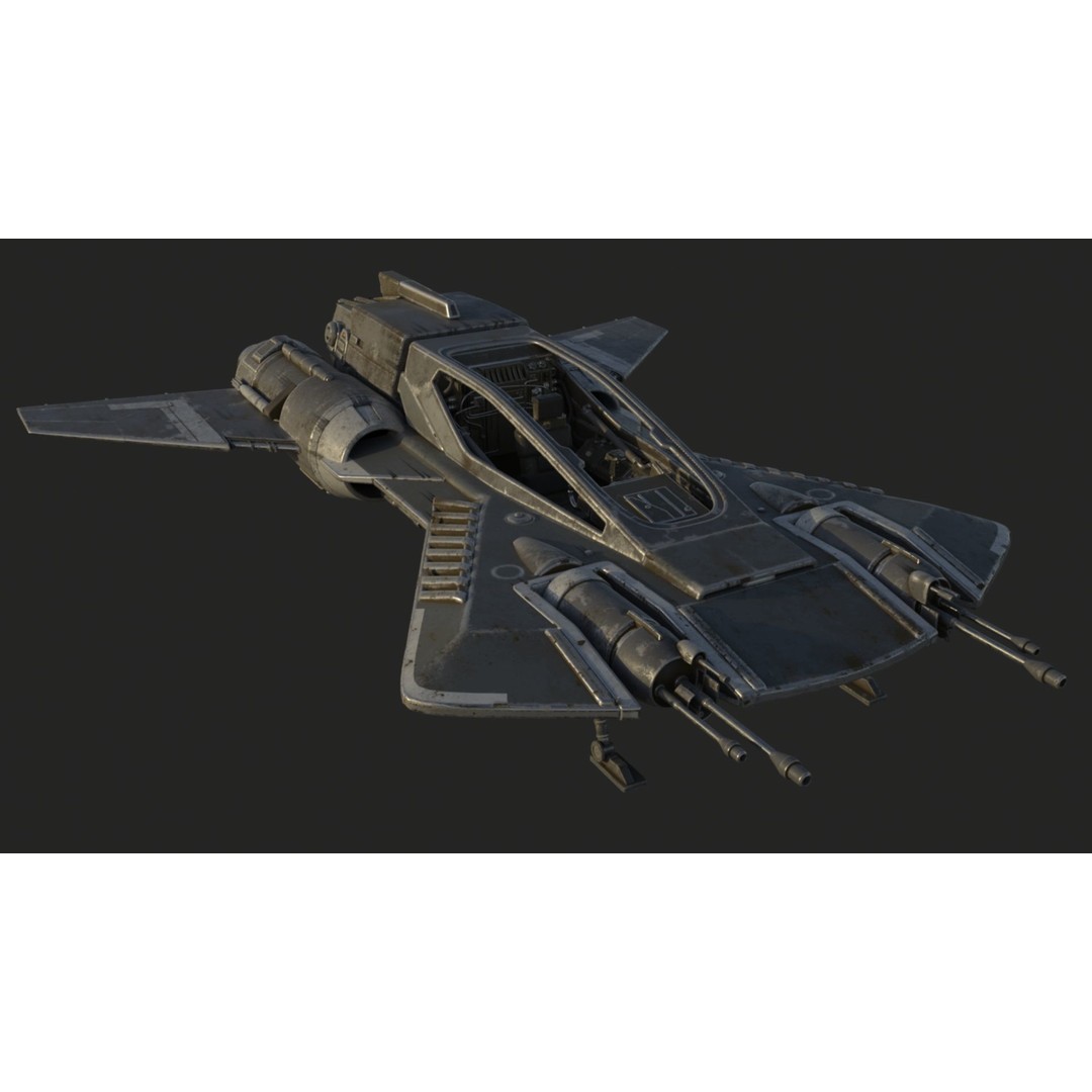 Pirate Snub Fighter 3D Model – Sci-Fi Vehicle with PBR Textures - View 3