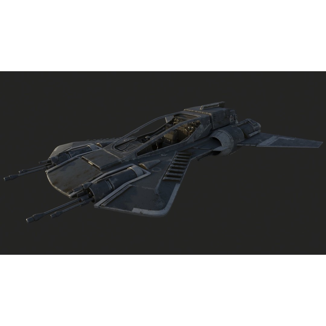 Pirate Snub Fighter 3D Model – Sci-Fi Vehicle with PBR Textures - View 4