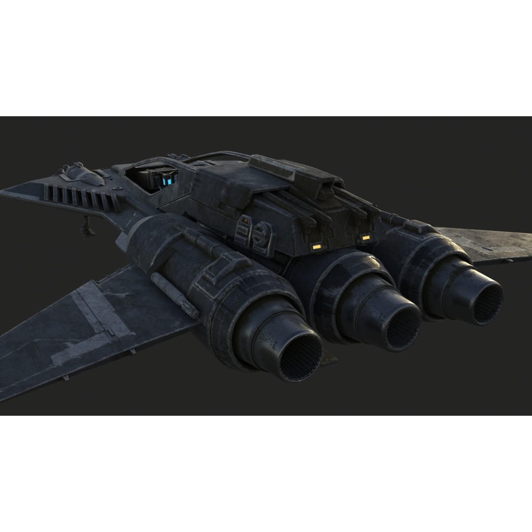 Pirate Snub Fighter 3D Model – Sci-Fi Vehicle with PBR Textures - View 8