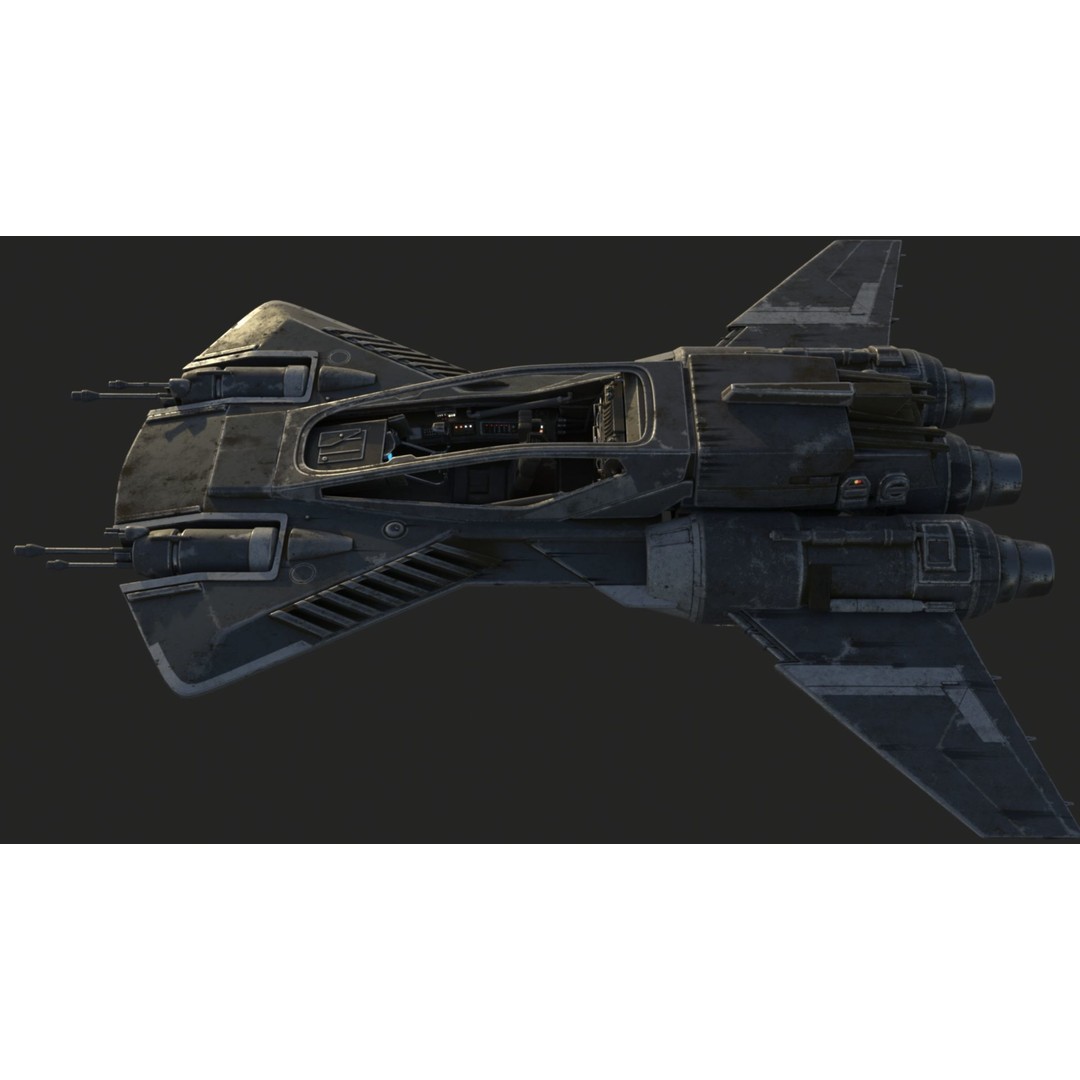 Pirate Snub Fighter 3D Model – Sci-Fi Vehicle with PBR Textures - View 9