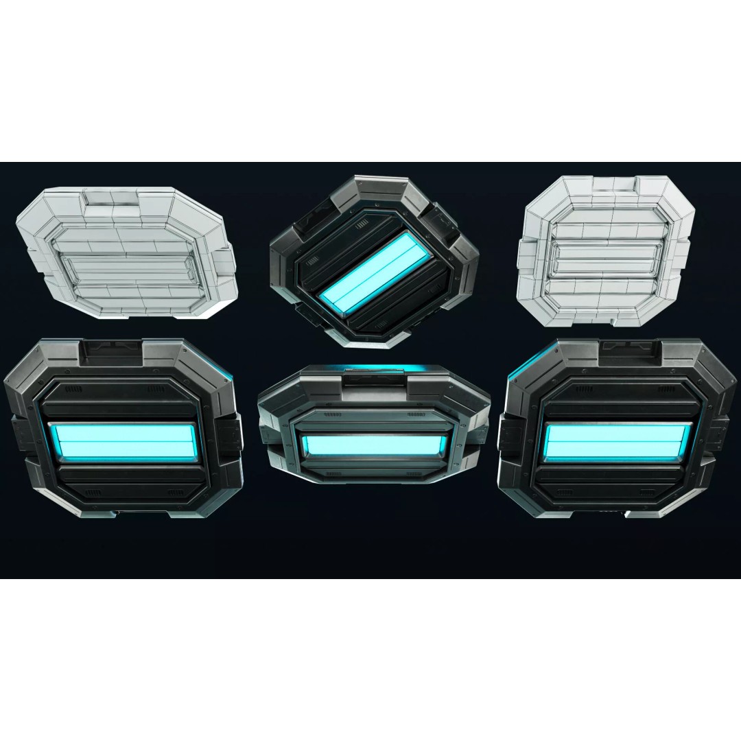 Sci-Fi Lights 3D Model – Modular Game-Ready Assets, PBR Textures - View 10
