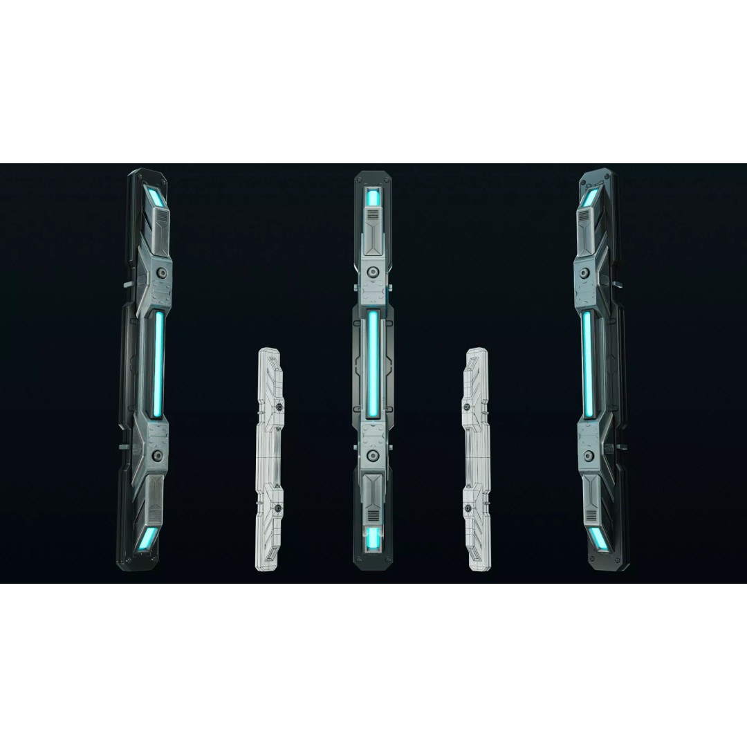 Sci-Fi Lights 3D Model – Modular Game-Ready Assets, PBR Textures - View 11