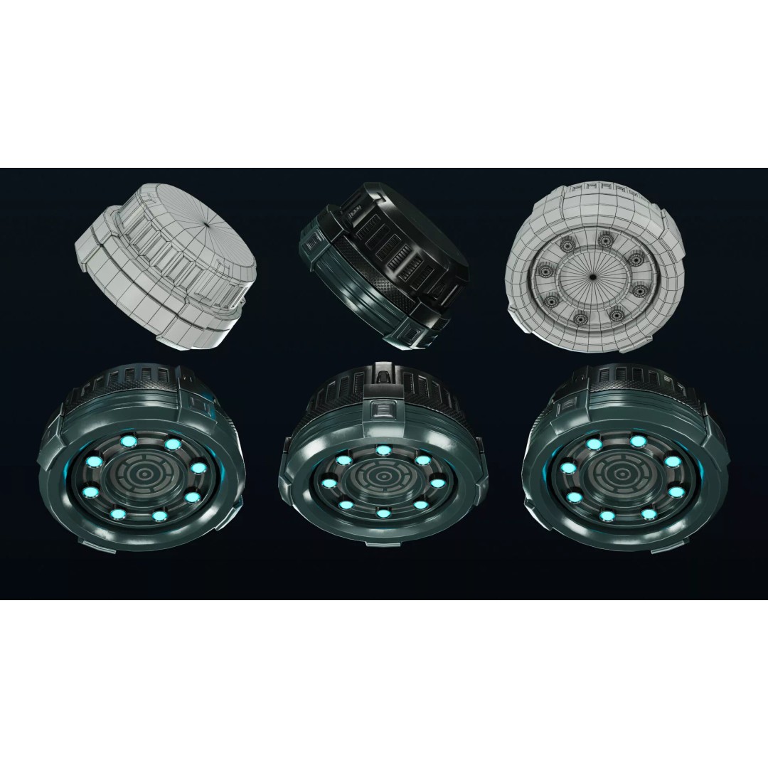 Sci-Fi Lights 3D Model – Modular Game-Ready Assets, PBR Textures - View 15