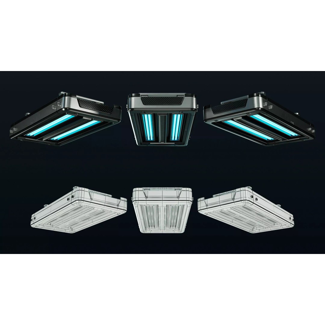 Sci-Fi Lights 3D Model – Modular Game-Ready Assets, PBR Textures - View 17