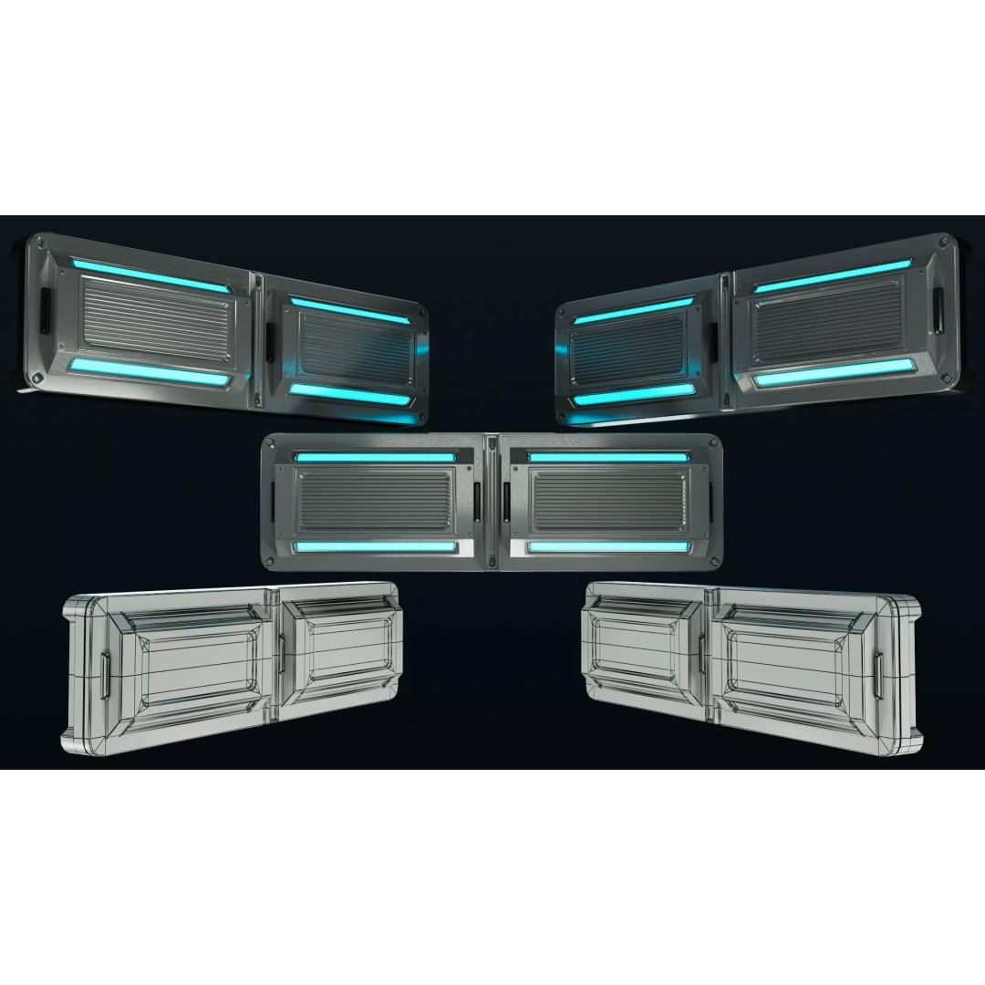 Sci-Fi Lights 3D Model – Modular Game-Ready Assets, PBR Textures - View 6