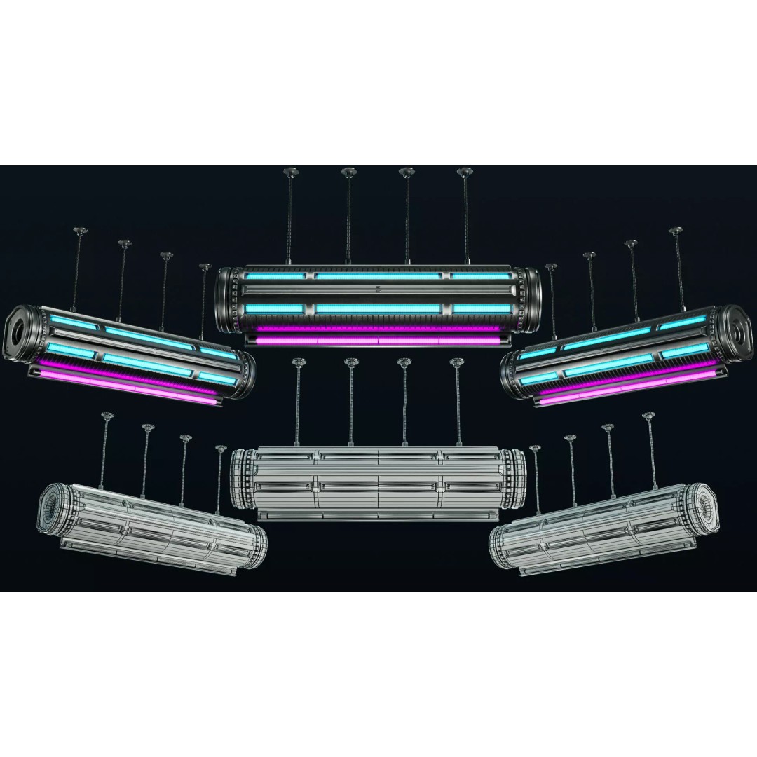 Sci-Fi Lights 3D Model – Modular Game-Ready Assets, PBR Textures - View 9