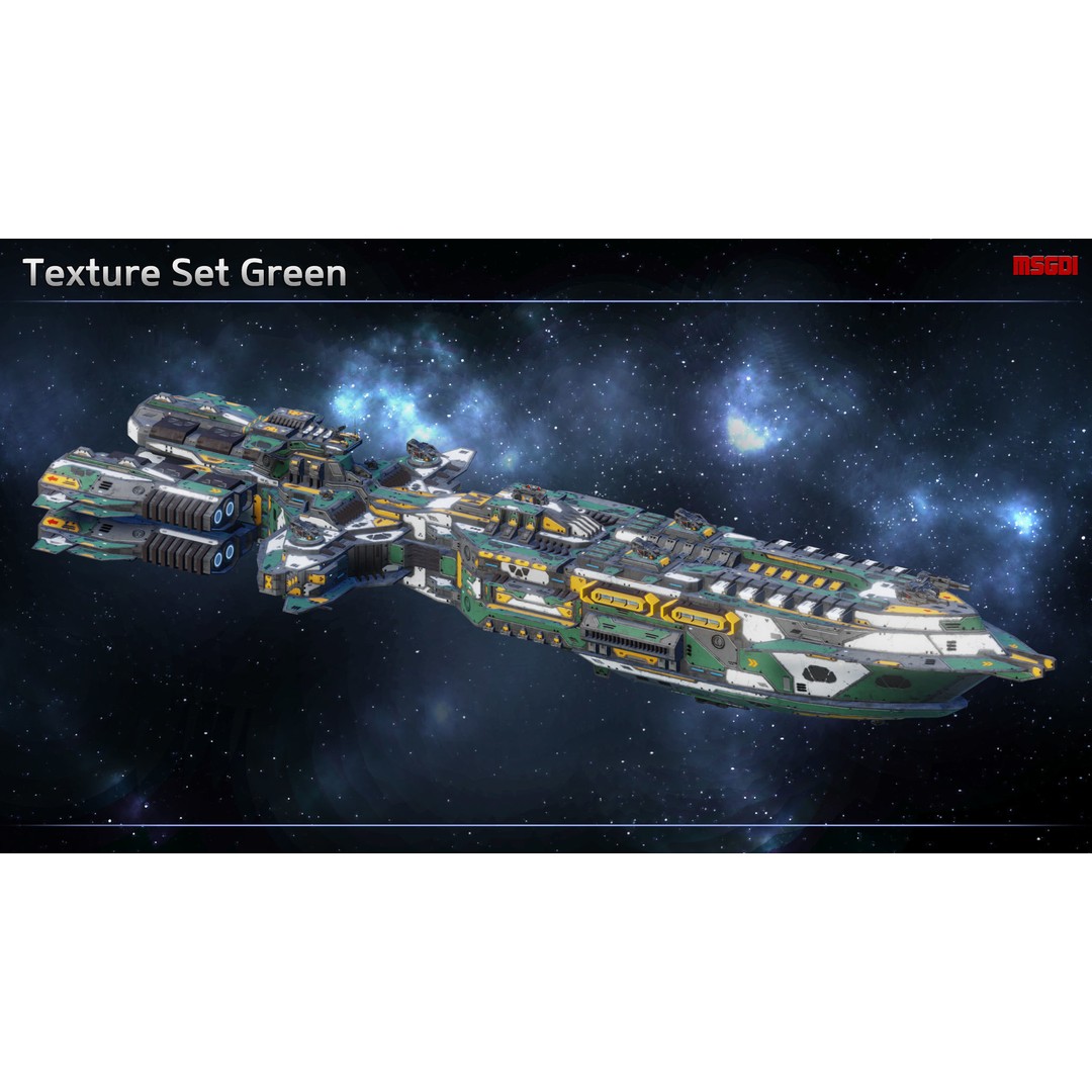 Kingsword Spaceship Cruiser 3D Model – Low-Poly Game Asset, FBX - View 10