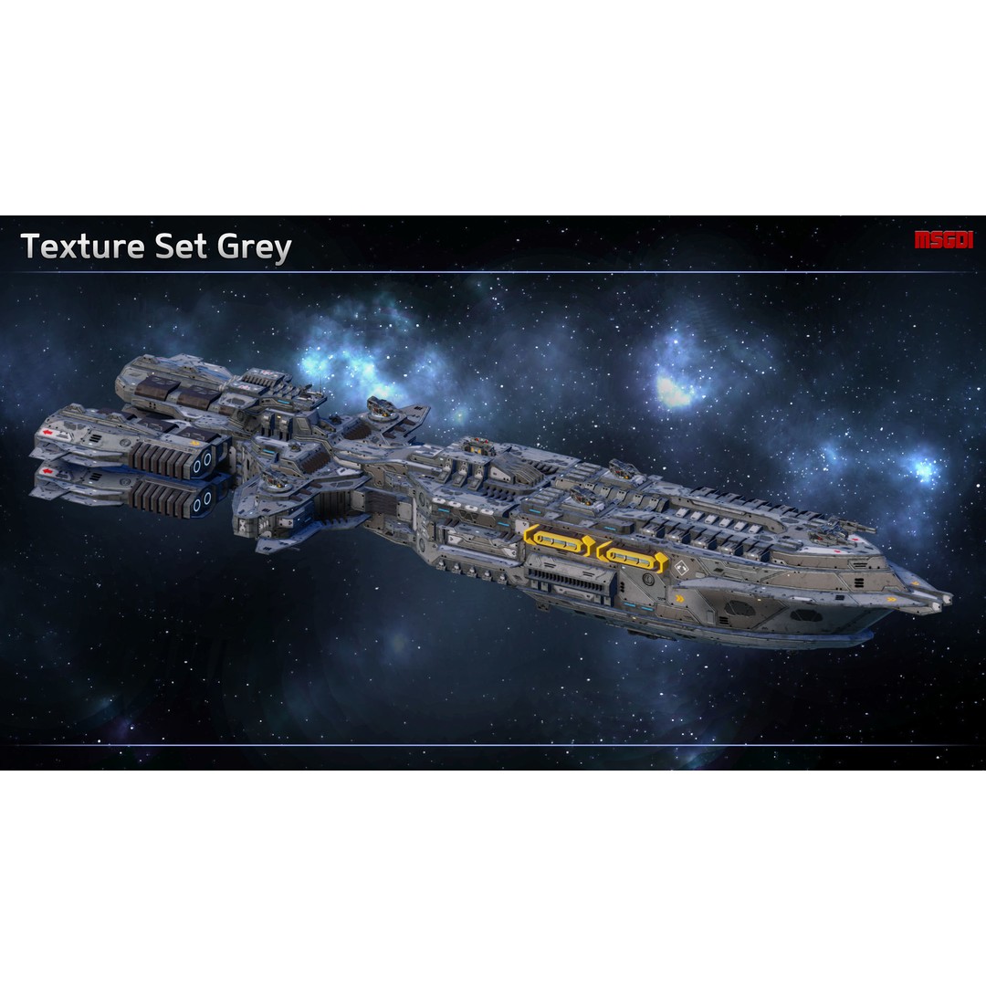 Kingsword Spaceship Cruiser 3D Model – Low-Poly Game Asset, FBX - View 11
