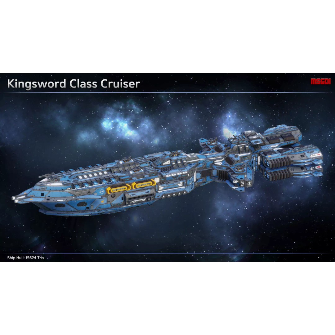 Kingsword Spaceship Cruiser 3D Model – Low-Poly Game Asset, FBX - View 2