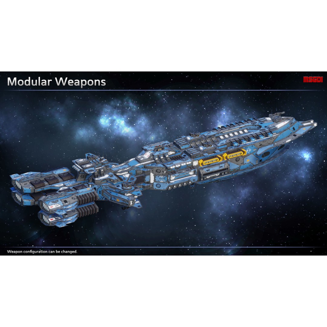 Kingsword Spaceship Cruiser 3D Model – Low-Poly Game Asset, FBX - View 6