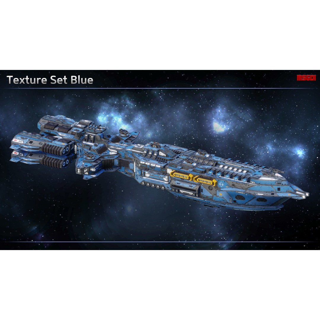 Kingsword Spaceship Cruiser 3D Model – Low-Poly Game Asset, FBX - View 9