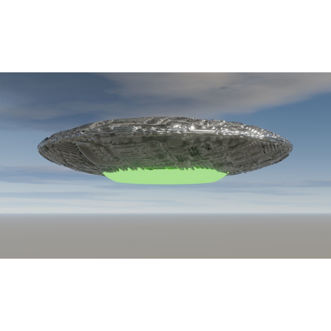 UFO 3D Model – Low Poly Game Asset, FBX, OBJ, PBR Textures - View 26