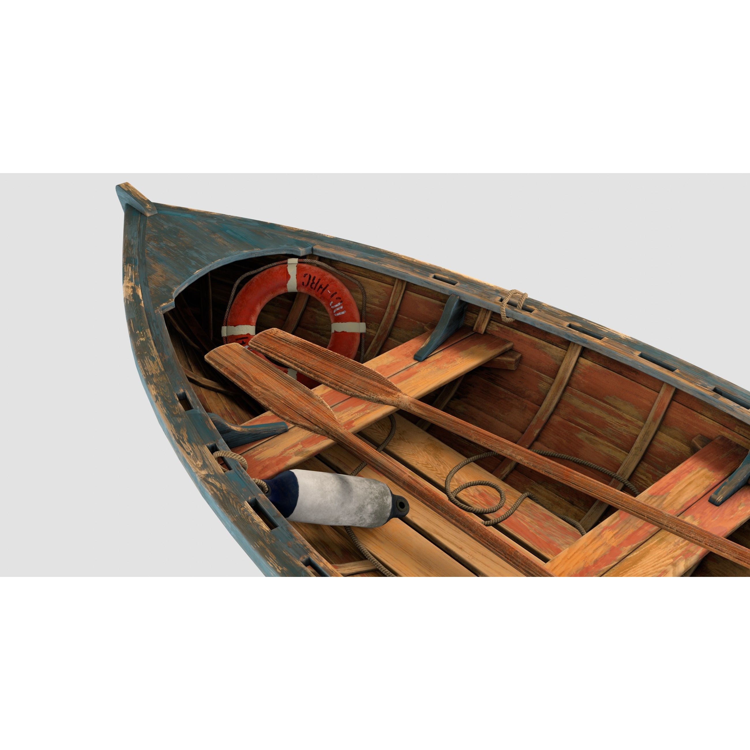 Small Wooden Boat - Low-Poly Game-Ready 3D Model - View 10
