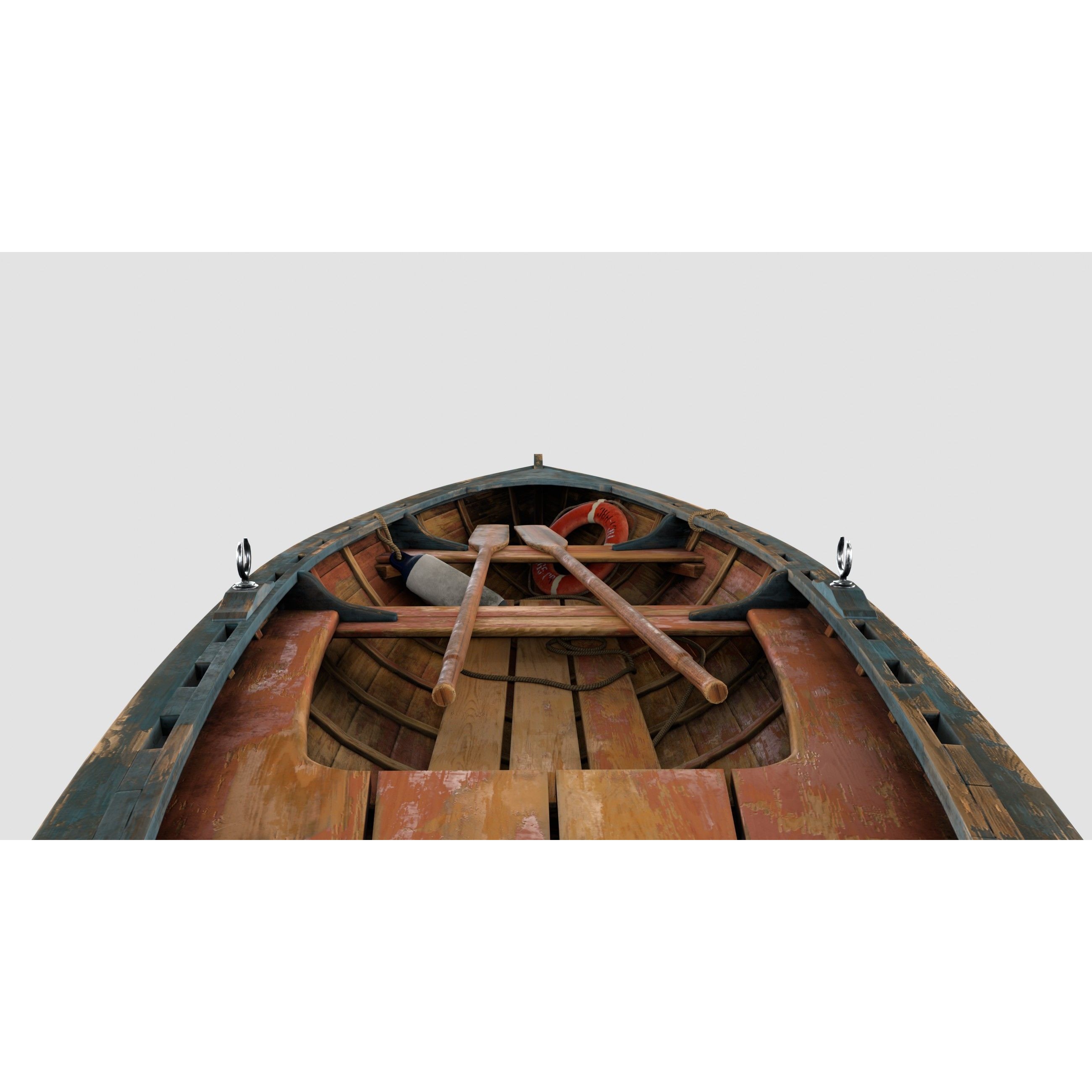 Small Wooden Boat - Low-Poly Game-Ready 3D Model - View 11