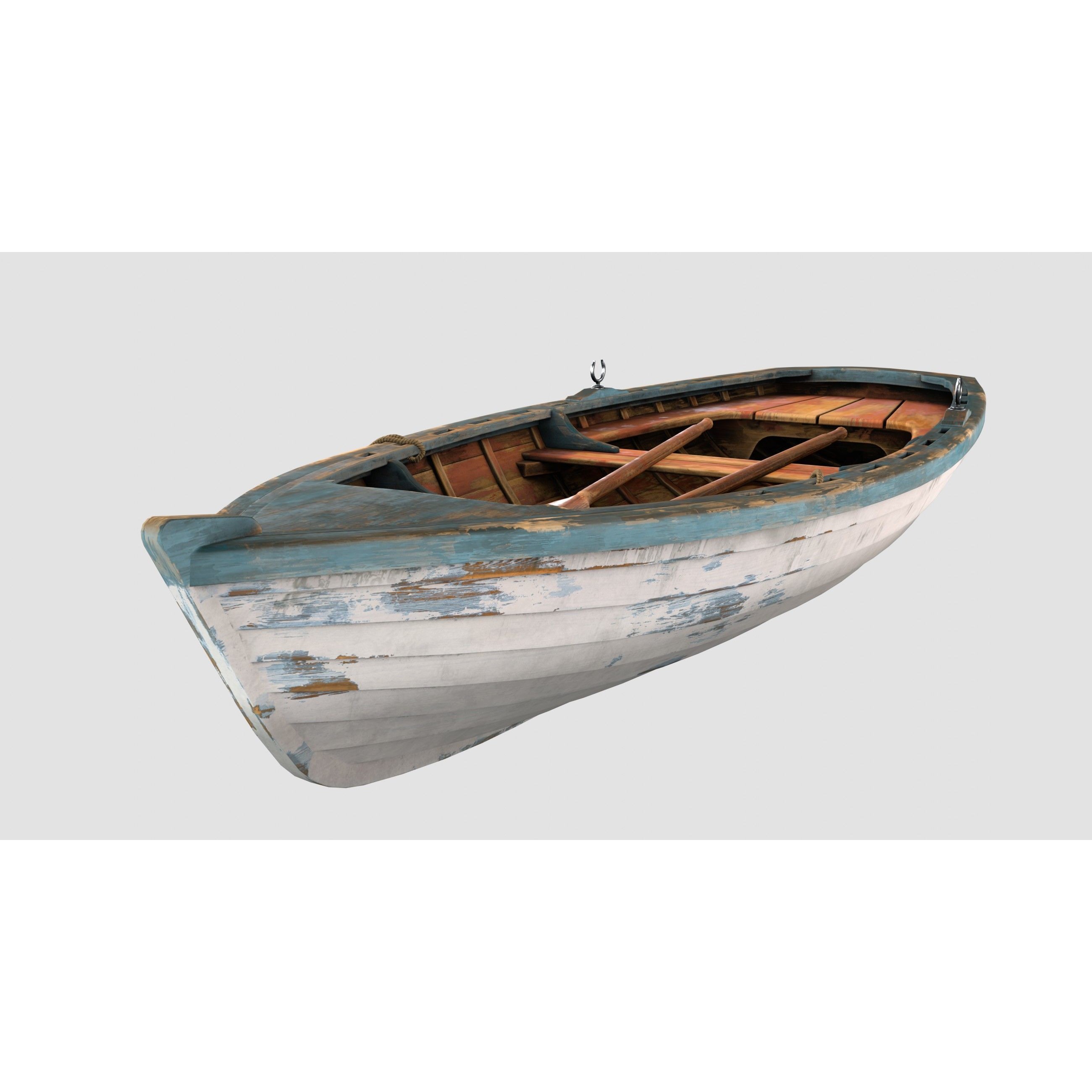 Small Wooden Boat - Low-Poly Game-Ready 3D Model - View 12