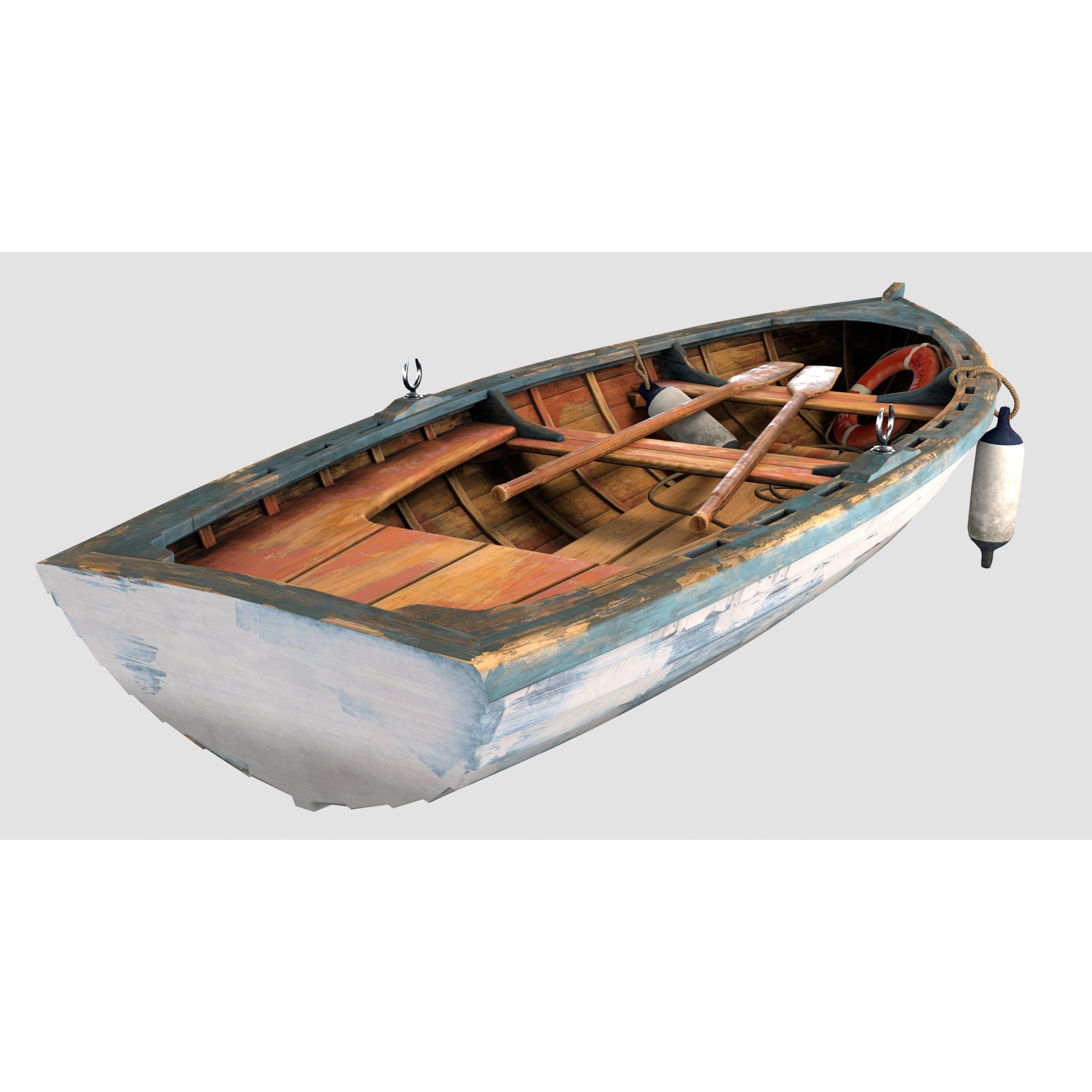 Small Wooden Boat - Low-Poly Game-Ready 3D Model - View 13
