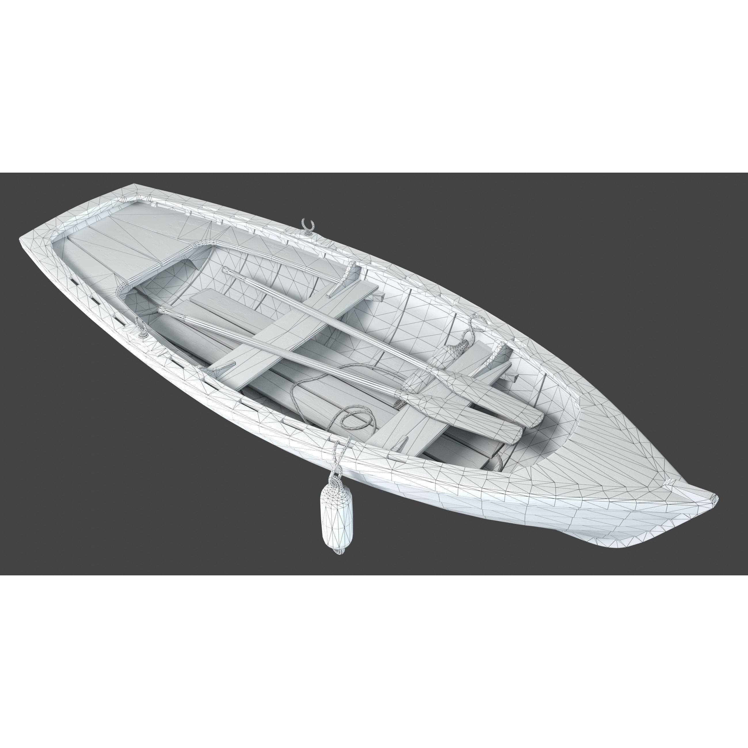 Small Wooden Boat - Low-Poly Game-Ready 3D Model - View 14