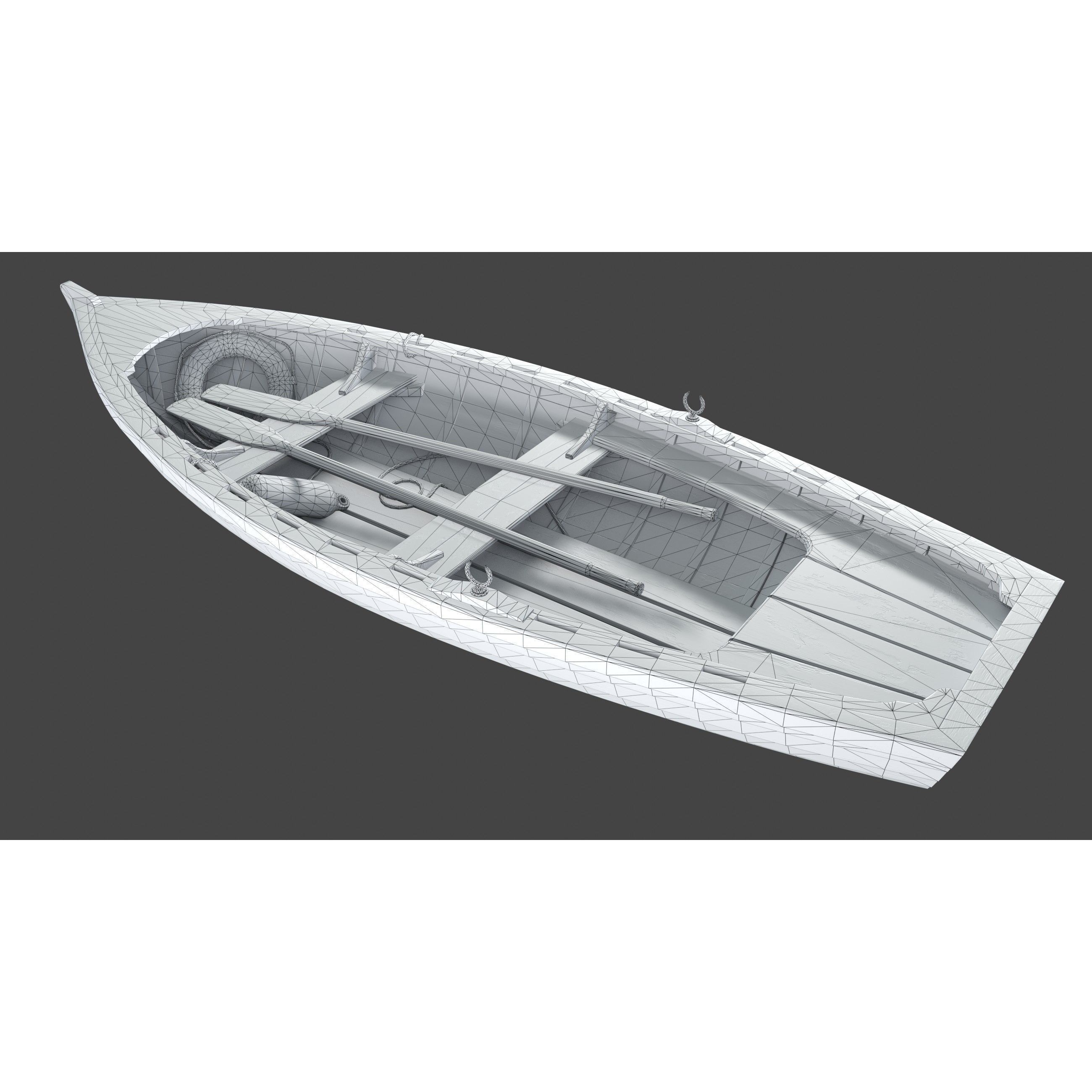 Small Wooden Boat - Low-Poly Game-Ready 3D Model - View 15