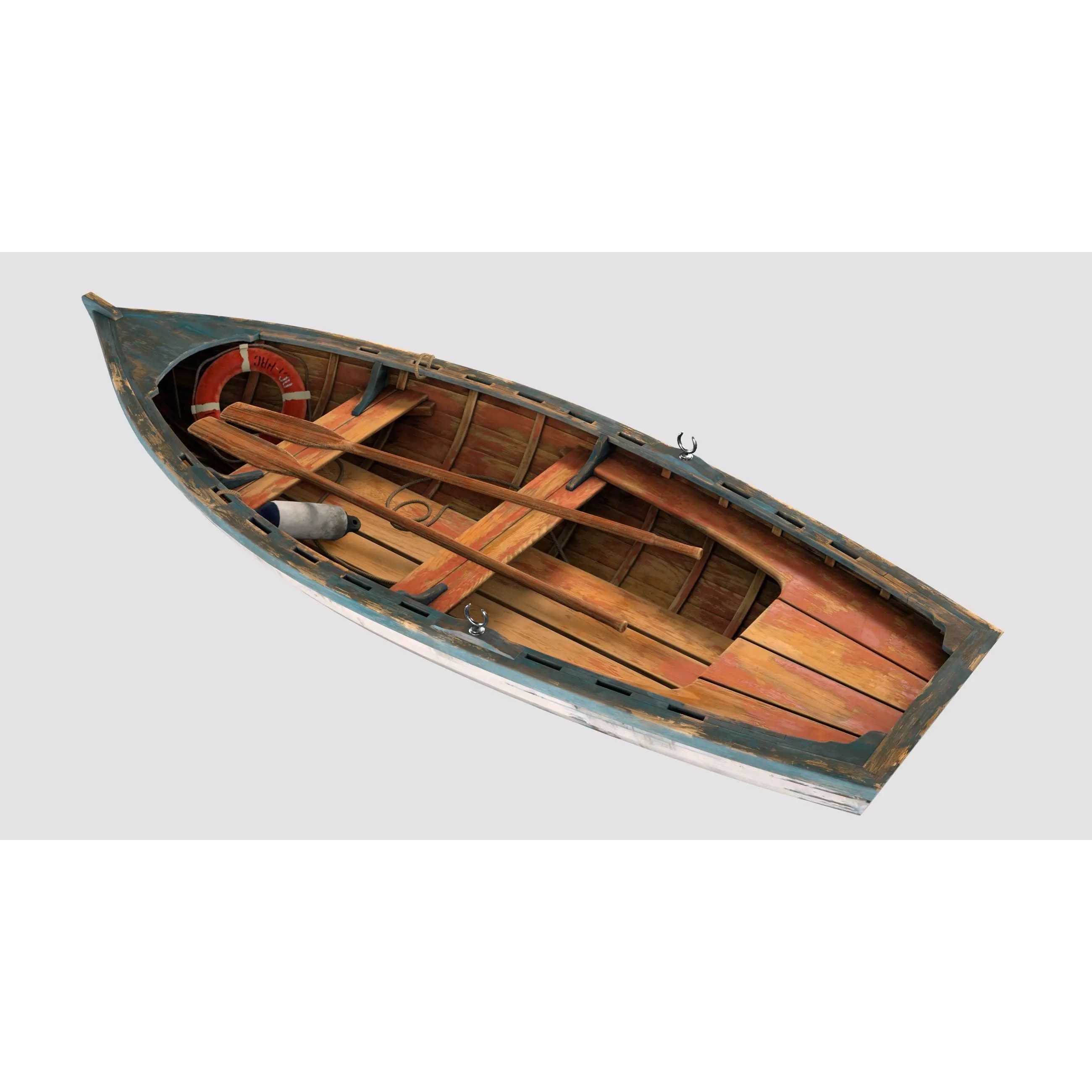 Small Wooden Boat - Low-Poly Game-Ready 3D Model - View 2