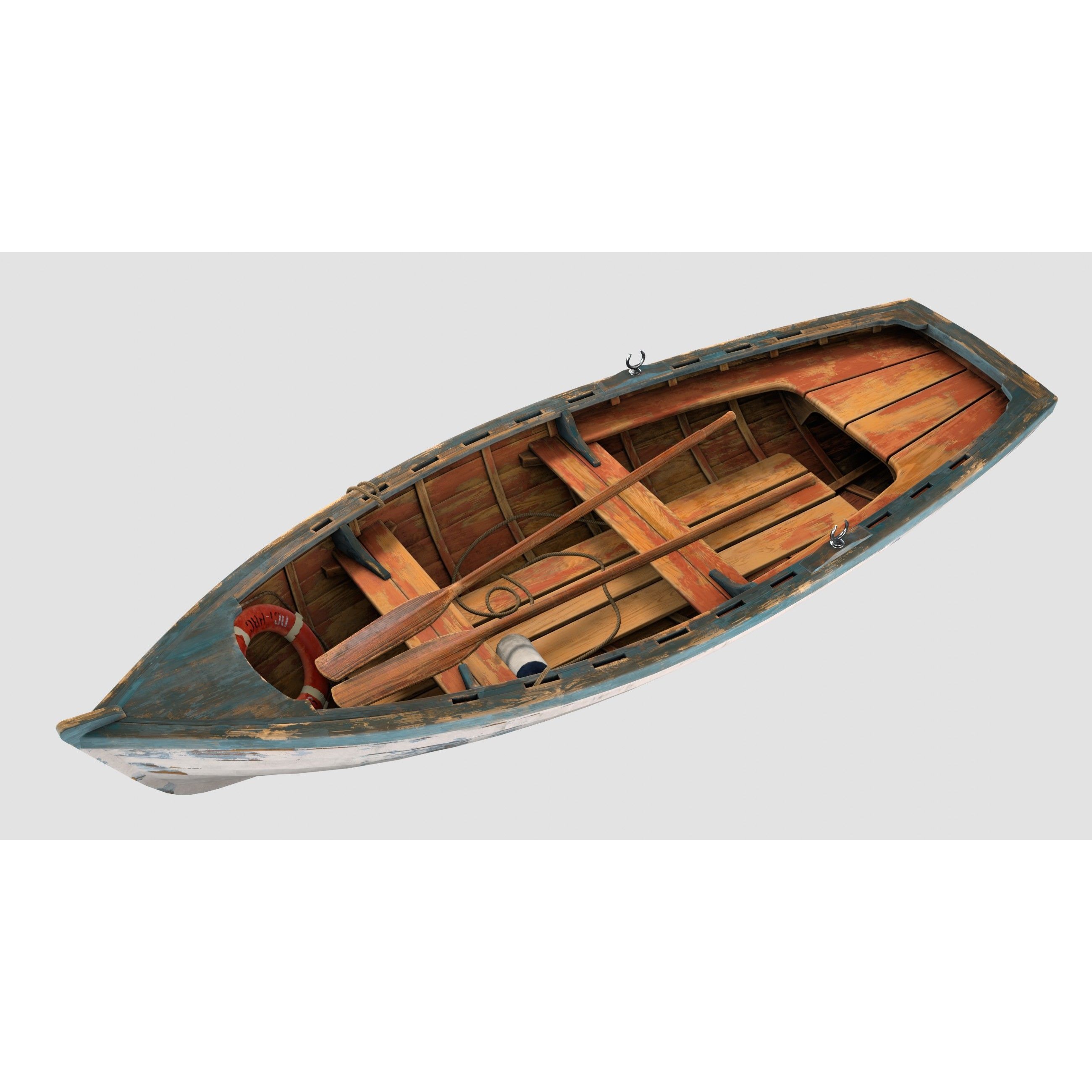 Small Wooden Boat - Low-Poly Game-Ready 3D Model - View 3