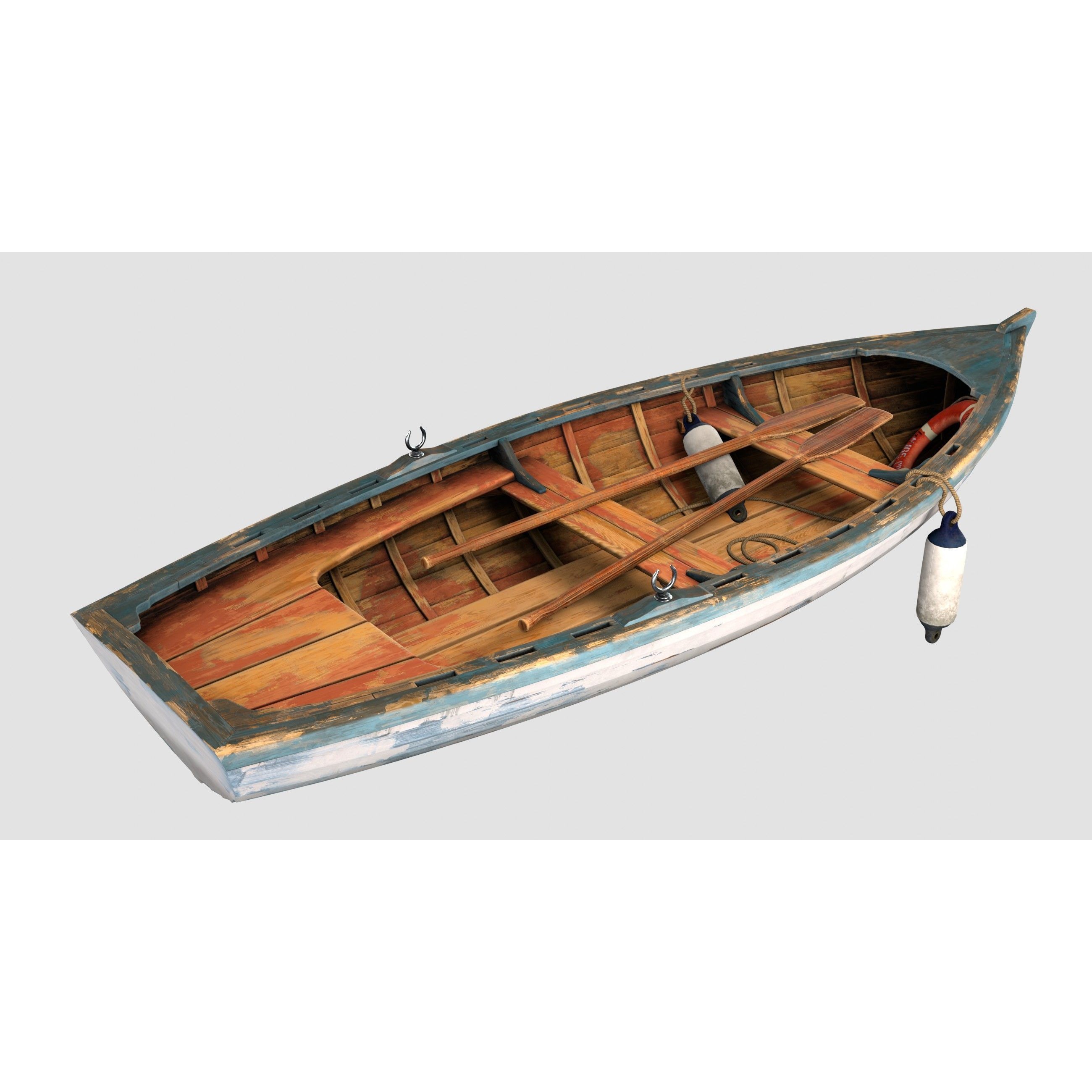 Small Wooden Boat - Low-Poly Game-Ready 3D Model - View 4