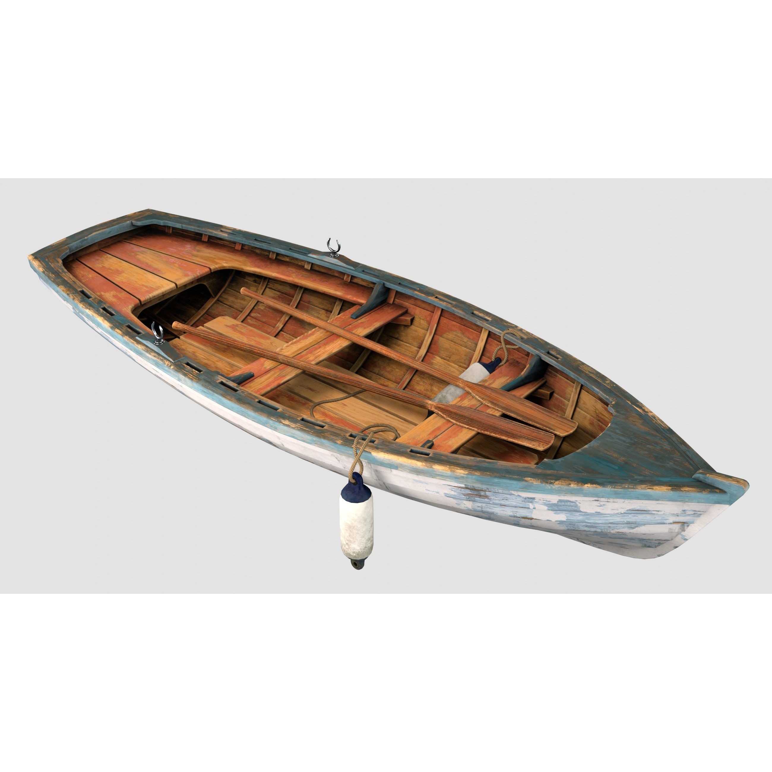 Small Wooden Boat - Low-Poly Game-Ready 3D Model - View 5