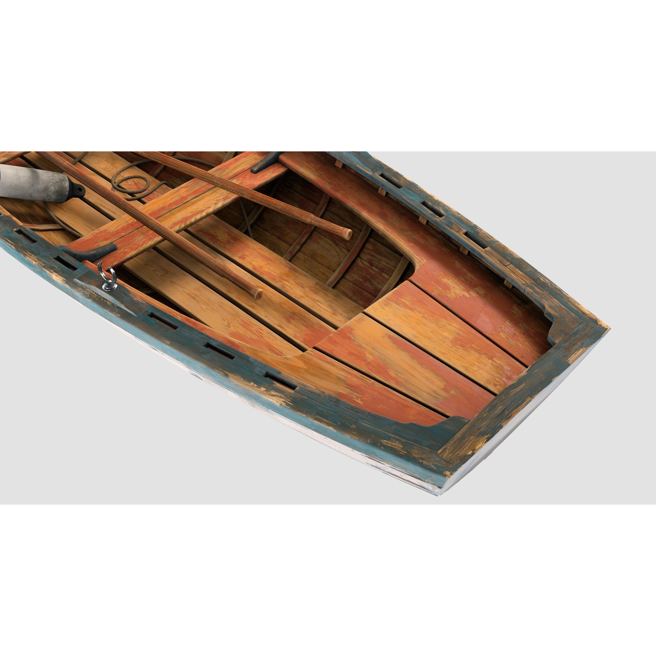 Small Wooden Boat - Low-Poly Game-Ready 3D Model - View 8