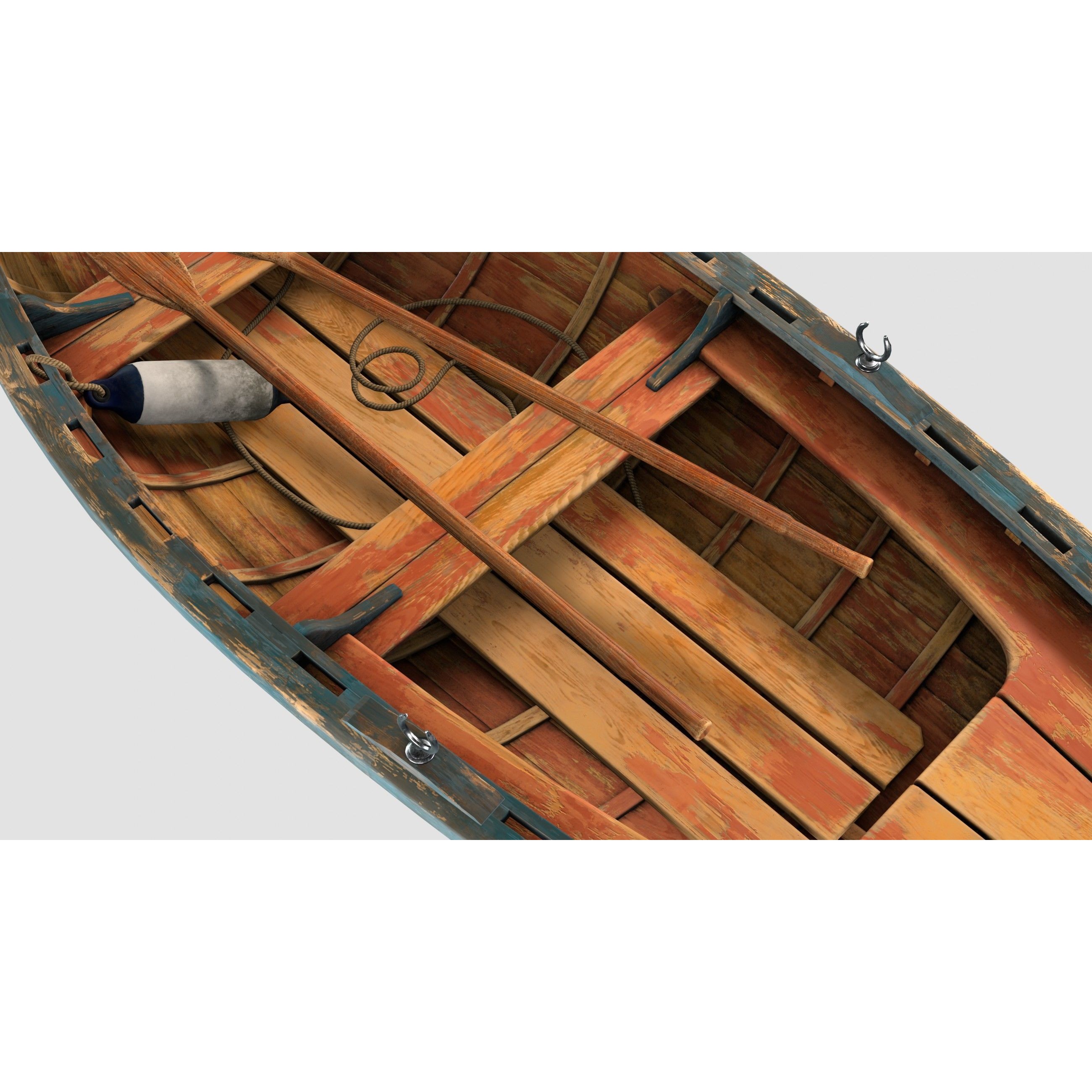 Small Wooden Boat - Low-Poly Game-Ready 3D Model - View 9