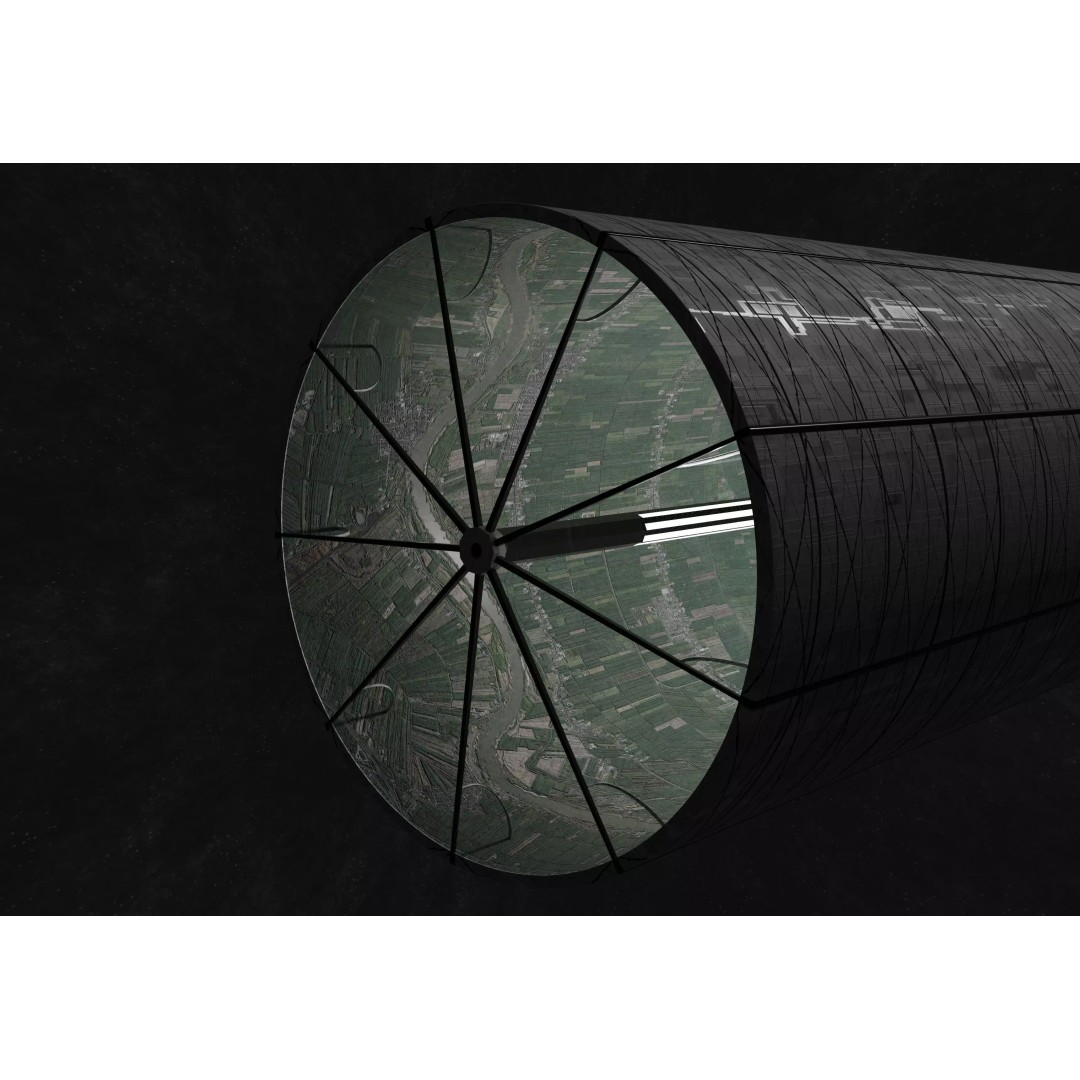 O'Neill Cylinder 3D Model – Low Poly Space Habitat, FBX, PBR - View 2