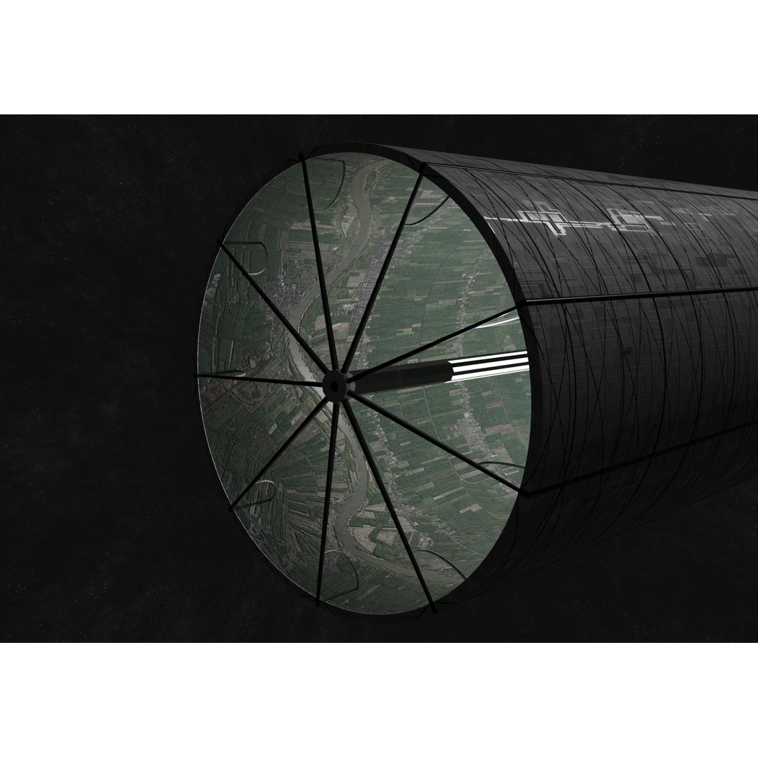 O'Neill Cylinder 3D Model – Low Poly Space Habitat, FBX, PBR - View 27