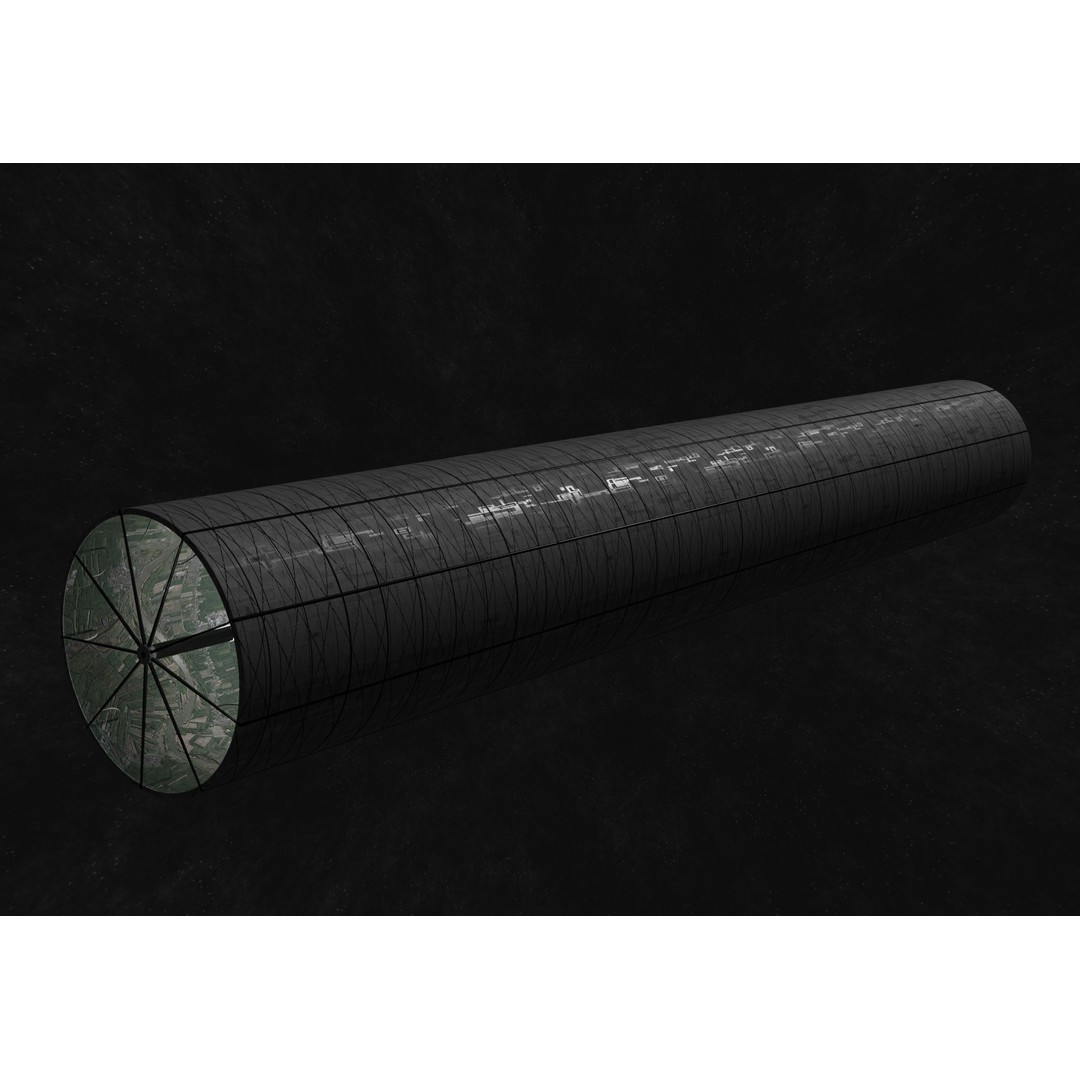 O'Neill Cylinder 3D Model – Low Poly Space Habitat, FBX, PBR - View 4