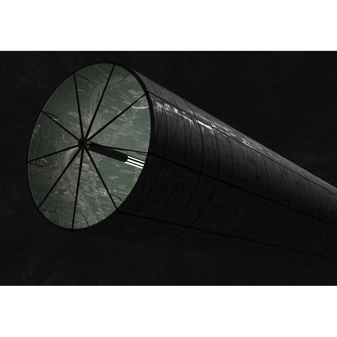 O'Neill Cylinder 3D Model – Low Poly Space Habitat, FBX, PBR - View 5