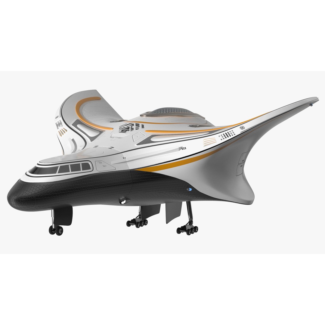 Futuristic Shuttle Spaceship 3D Model – High Poly PBR Asset, FBX, OBJ - View 10