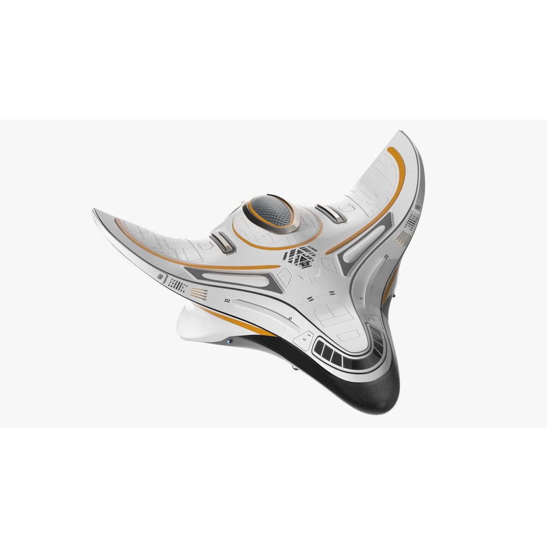Futuristic Shuttle Spaceship 3D Model – High Poly PBR Asset, FBX, OBJ - View 11