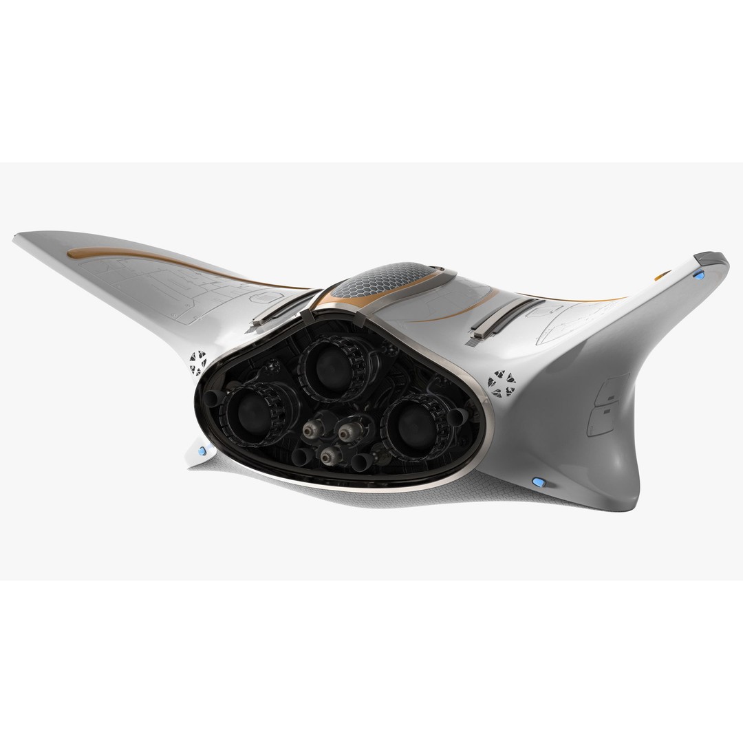 Futuristic Shuttle Spaceship 3D Model – High Poly PBR Asset, FBX, OBJ - View 13