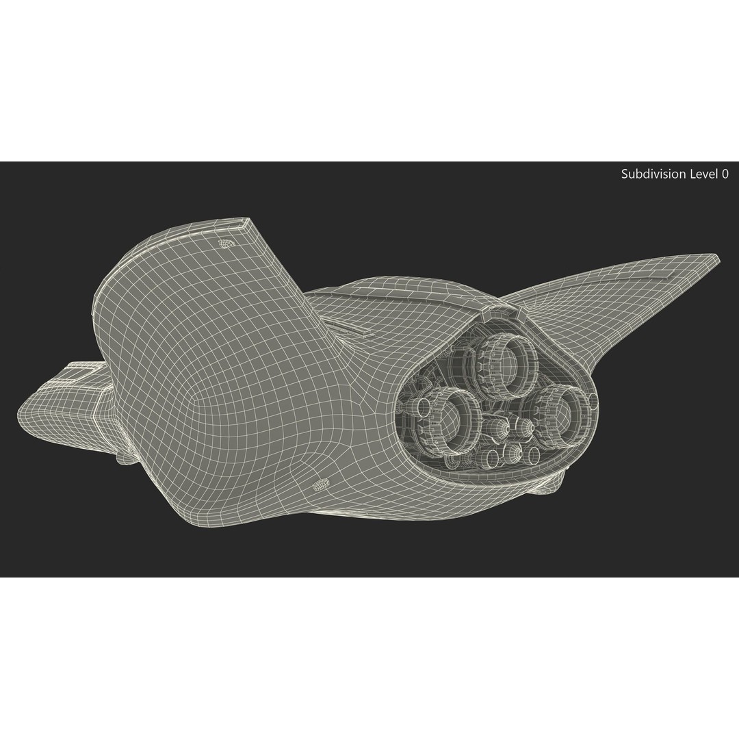 Futuristic Shuttle Spaceship 3D Model – High Poly PBR Asset, FBX, OBJ - View 19