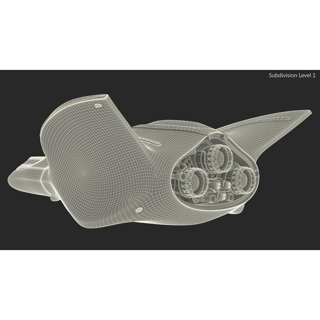 Futuristic Shuttle Spaceship 3D Model – High Poly PBR Asset, FBX, OBJ - View 20