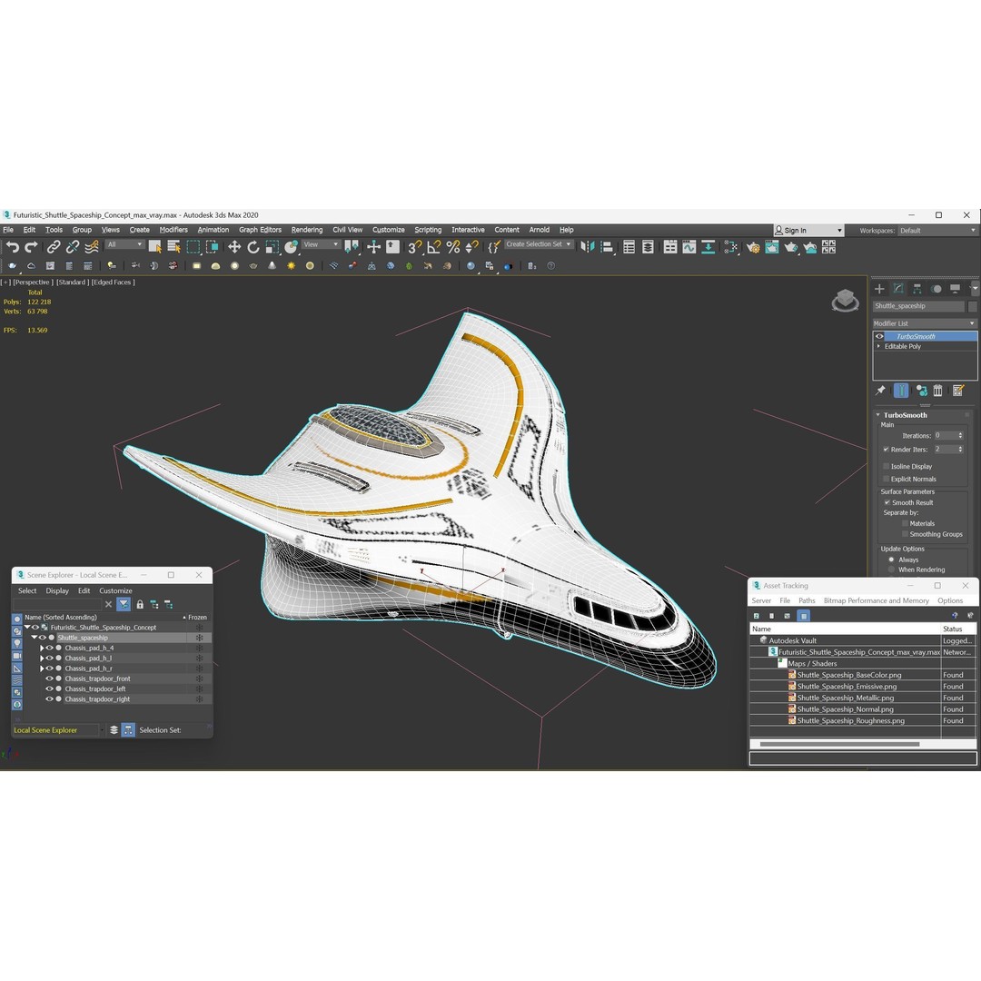 Futuristic Shuttle Spaceship 3D Model – High Poly PBR Asset, FBX, OBJ - View 23