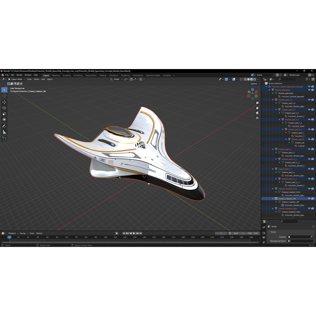 Futuristic Shuttle Spaceship 3D Model – High Poly PBR Asset, FBX, OBJ - View 24