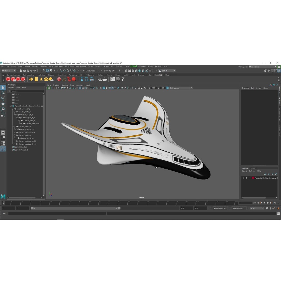 Futuristic Shuttle Spaceship 3D Model – High Poly PBR Asset, FBX, OBJ - View 26