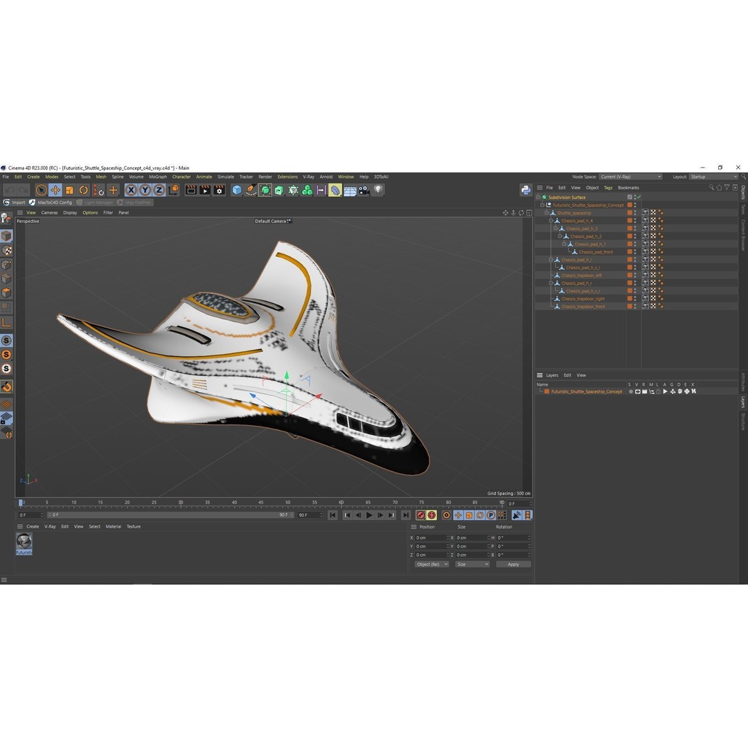 Futuristic Shuttle Spaceship 3D Model – High Poly PBR Asset, FBX, OBJ - View 27