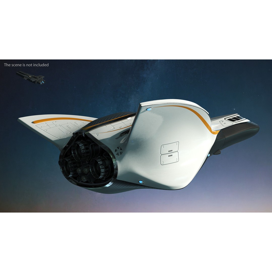 Futuristic Shuttle Spaceship 3D Model – High Poly PBR Asset, FBX, OBJ - View 4