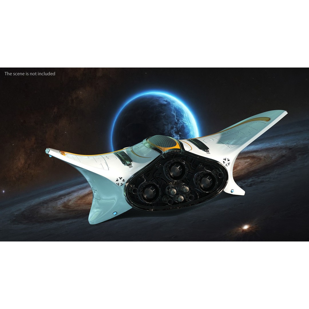 Futuristic Shuttle Spaceship 3D Model – High Poly PBR Asset, FBX, OBJ - View 6