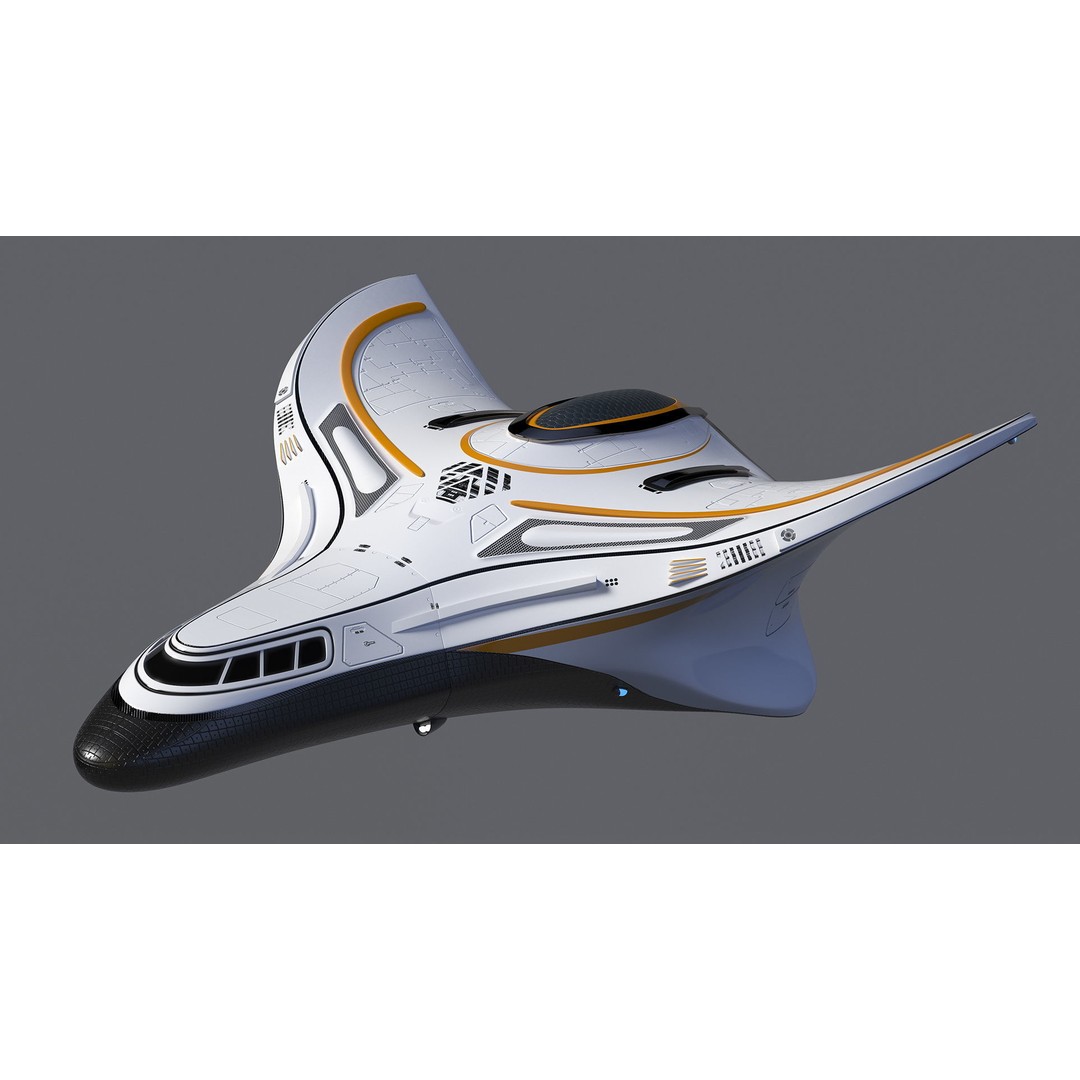 Futuristic Shuttle Spaceship 3D Model – High Poly PBR Asset, FBX, OBJ - View 8