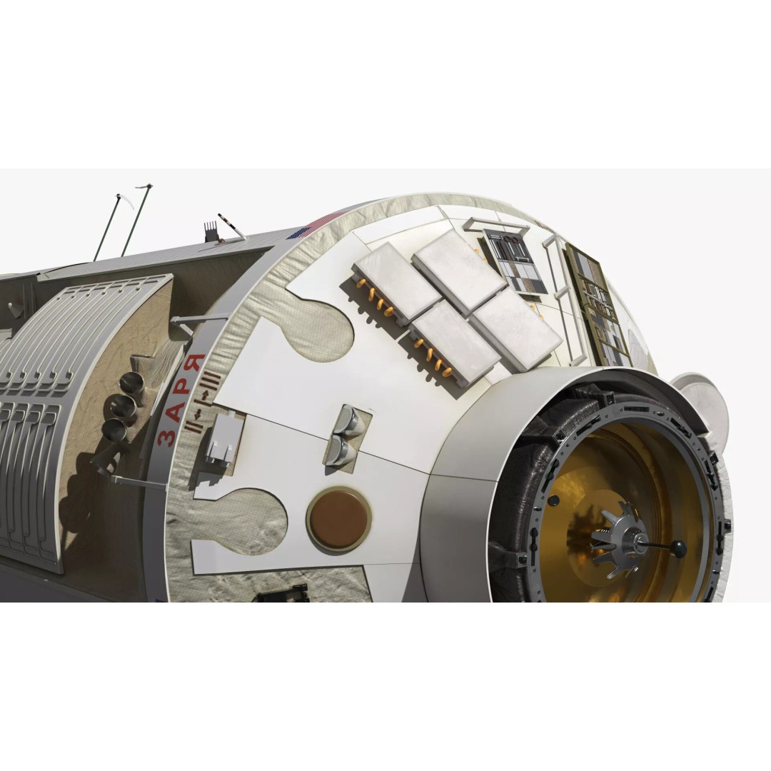 ISS Functional Cargo Block Zarya 3D Model – High Poly PBR Space Module, FBX - View 11