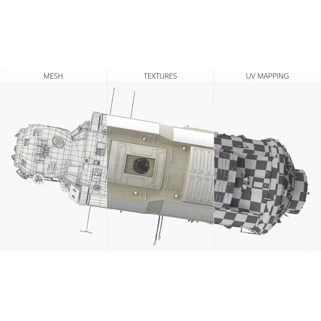 ISS Functional Cargo Block Zarya 3D Model – High Poly PBR Space Module, FBX - View 17