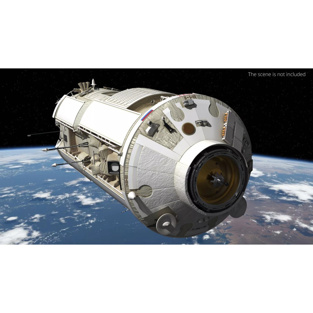 ISS Functional Cargo Block Zarya 3D Model – High Poly PBR Space Module, FBX - View 3